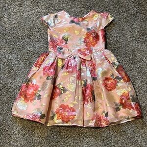 Gymboree Pink Floral Dress with Gold Accents